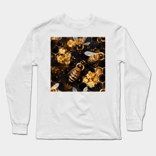 Honeycomb and Bee Pattern 16 Long Sleeve T-Shirt